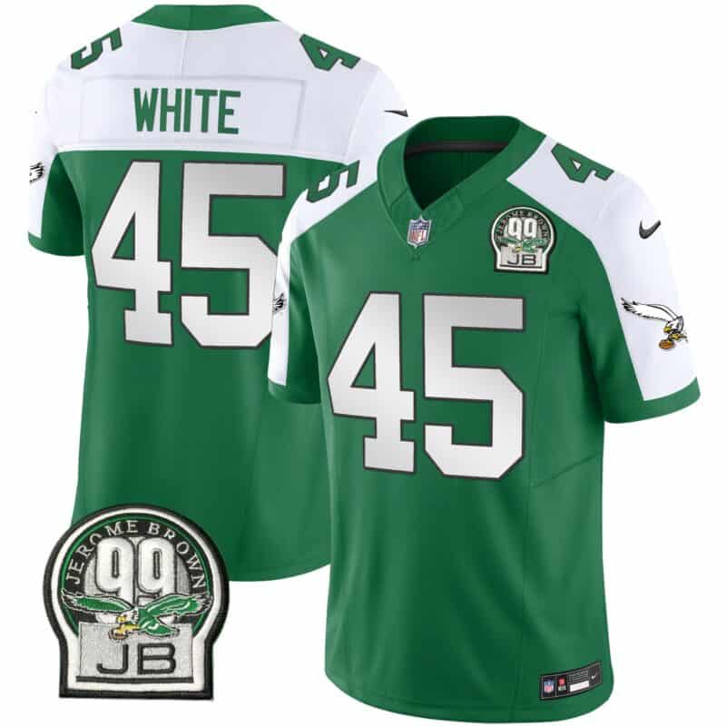 Men's Eagles Jerome Brown Patch Kelly Green Alternate Jersey V2 - All ...