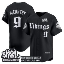 Men's Minnesota Vikings 'Gothic Norseblood Edition' Vapor Baseball Jersey - All Stitched