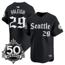 Men's Seattle Mariners 50 Seasons Patch Vapor Premier Limited Jersey - Gothic Edition - All Stitched